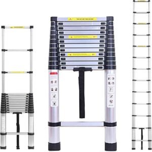 Marchepieds escamotables, échelle Télescopique, Escabeau Telescopique Pliable, Echelle Escamotable en Aluminium, Charge Max 150 kg (3,8M)