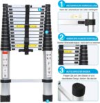 Avis Lospitch Échelle télescopique Pliable en Aluminium avec Crochet, 2,6 m